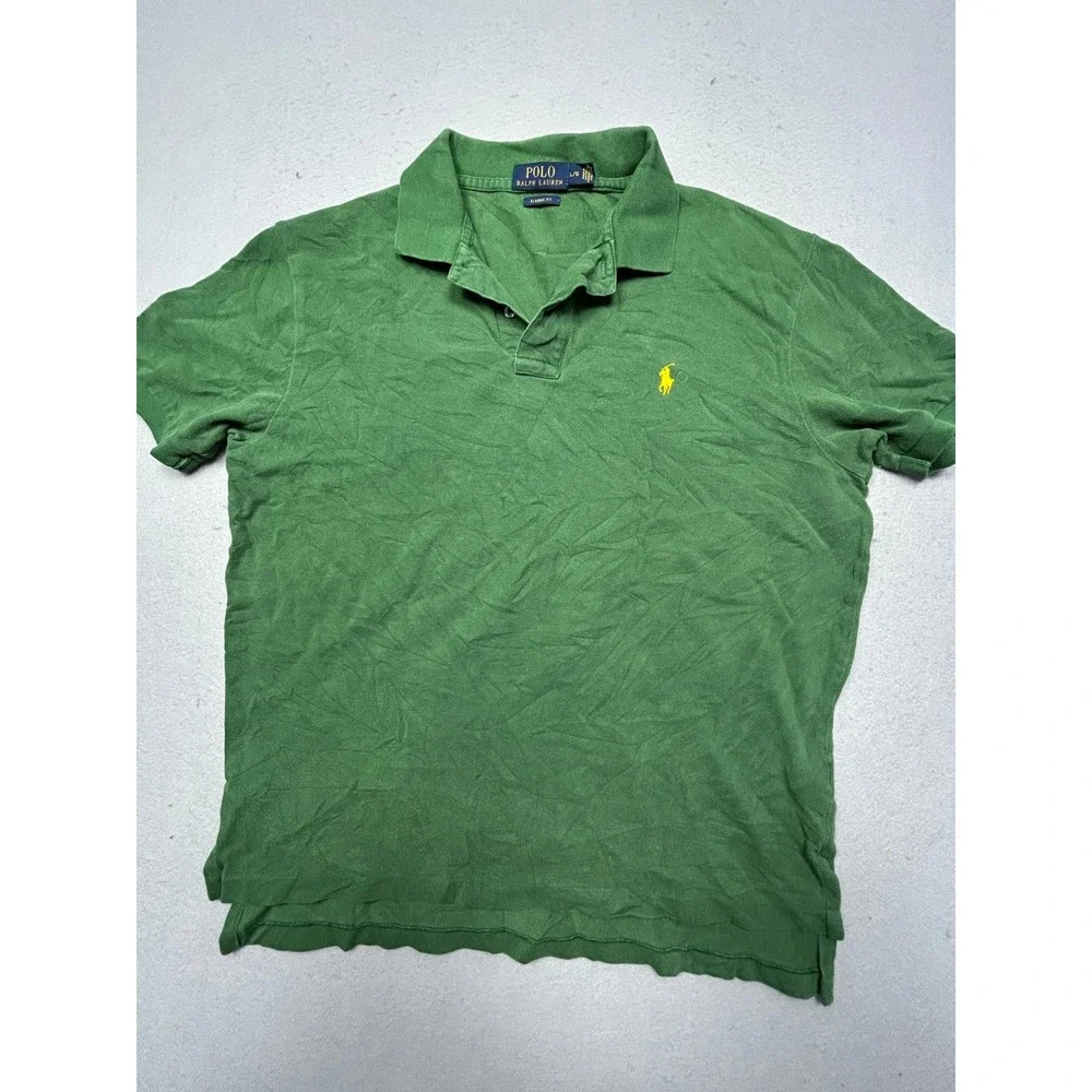 Polo Ralph Lauren Polo Shirt Cotton Pique Green Large Mens